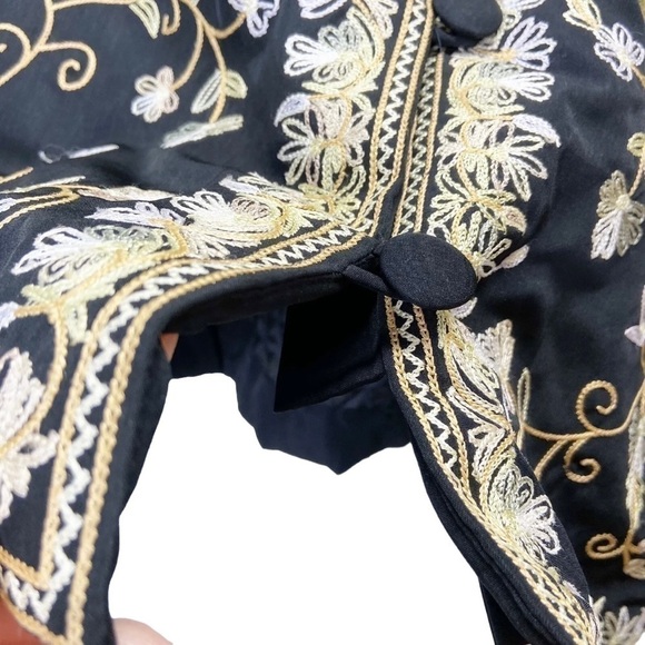 Carol Cohen Studio Quilted Lined Elegant Mandarin Collar Coat Embroidered Sz S - Picture 6 of 10